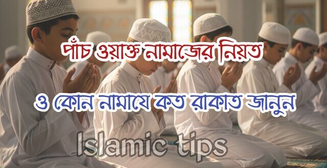 পাঁচ ওয়াক্ত নামাজের নিয়ত বাংলায়